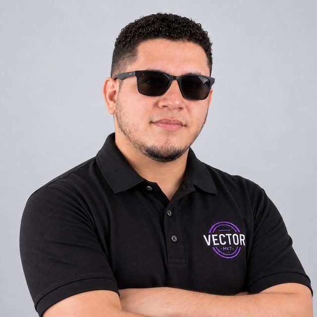 Edgardo A. López con camisa de Vector MKT