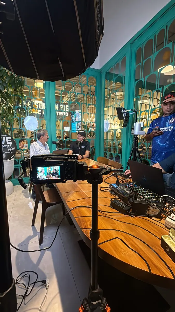 Podcast: Cámara y luz principal en el set del podcast