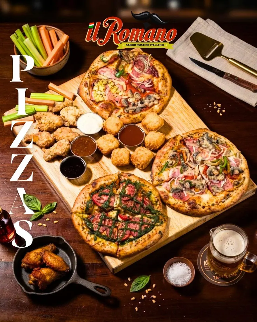 Il Romano: Arte para redes: pizzas y entradas para compartir