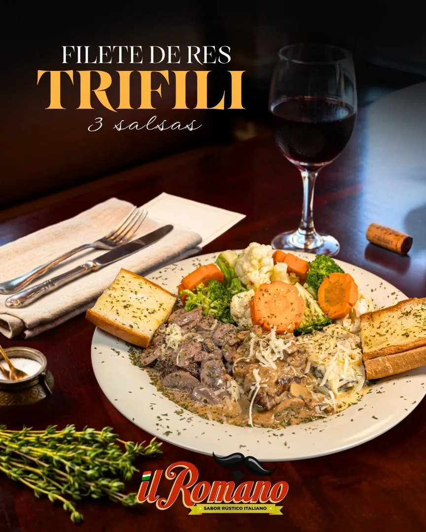 Il Romano: Arte de menú: filete de res Trifili